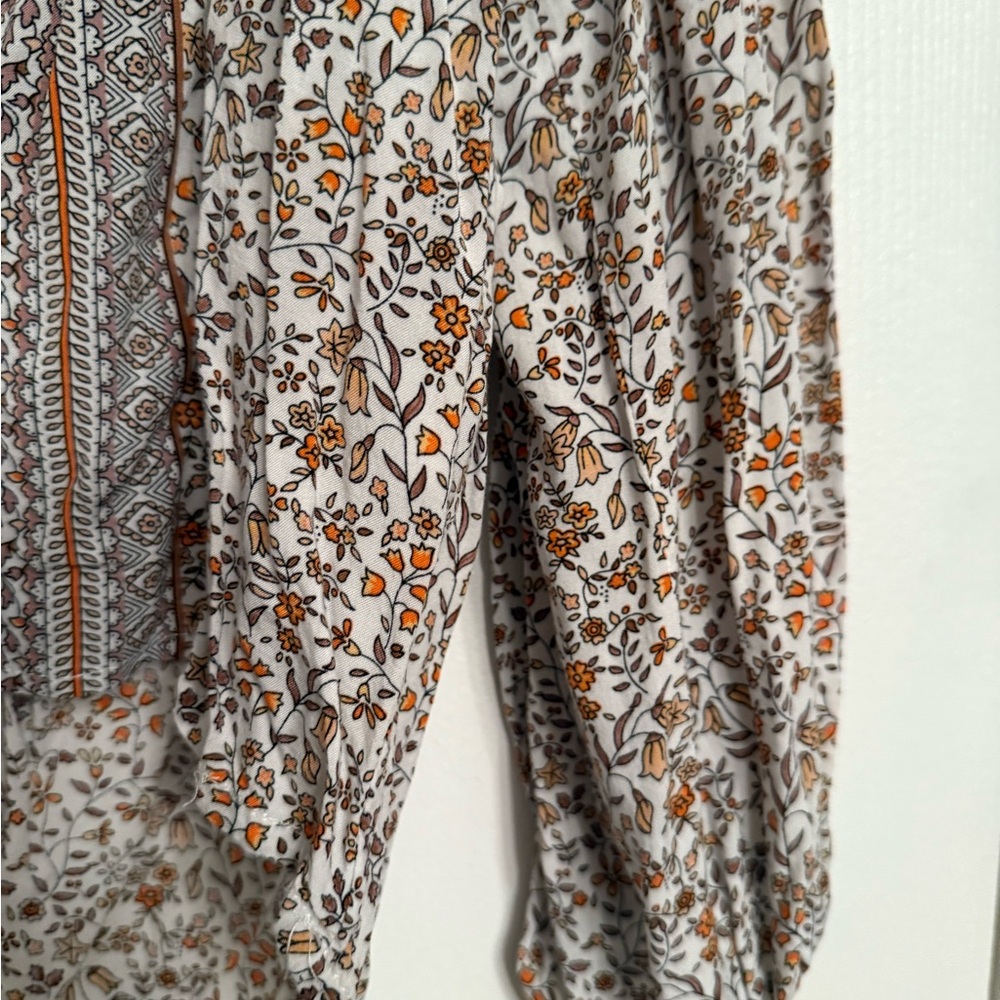 Boho Boheme yellow Floral Patterned Women's Top medium Anthropologie $89 - Picture 2 of 4